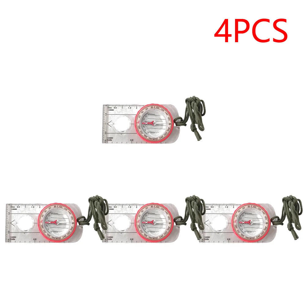 2-5PCS Luminous  Compass Shockproof Waterproof Travel Tools High Accuracy, Magnifier for Survival