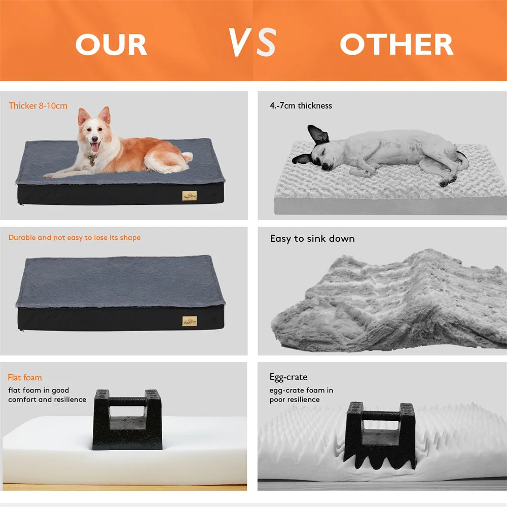 Large Orthopaedic Waterproof Cushion Pet Mattress 2 In 1 Pet Dog Crate Bed with Removable Cover