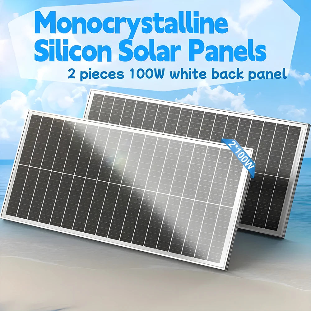 200W/100W 12V 12BB Monocrystalline Solar Panel High Efficiency Module Charge Battery for RV Trailer+