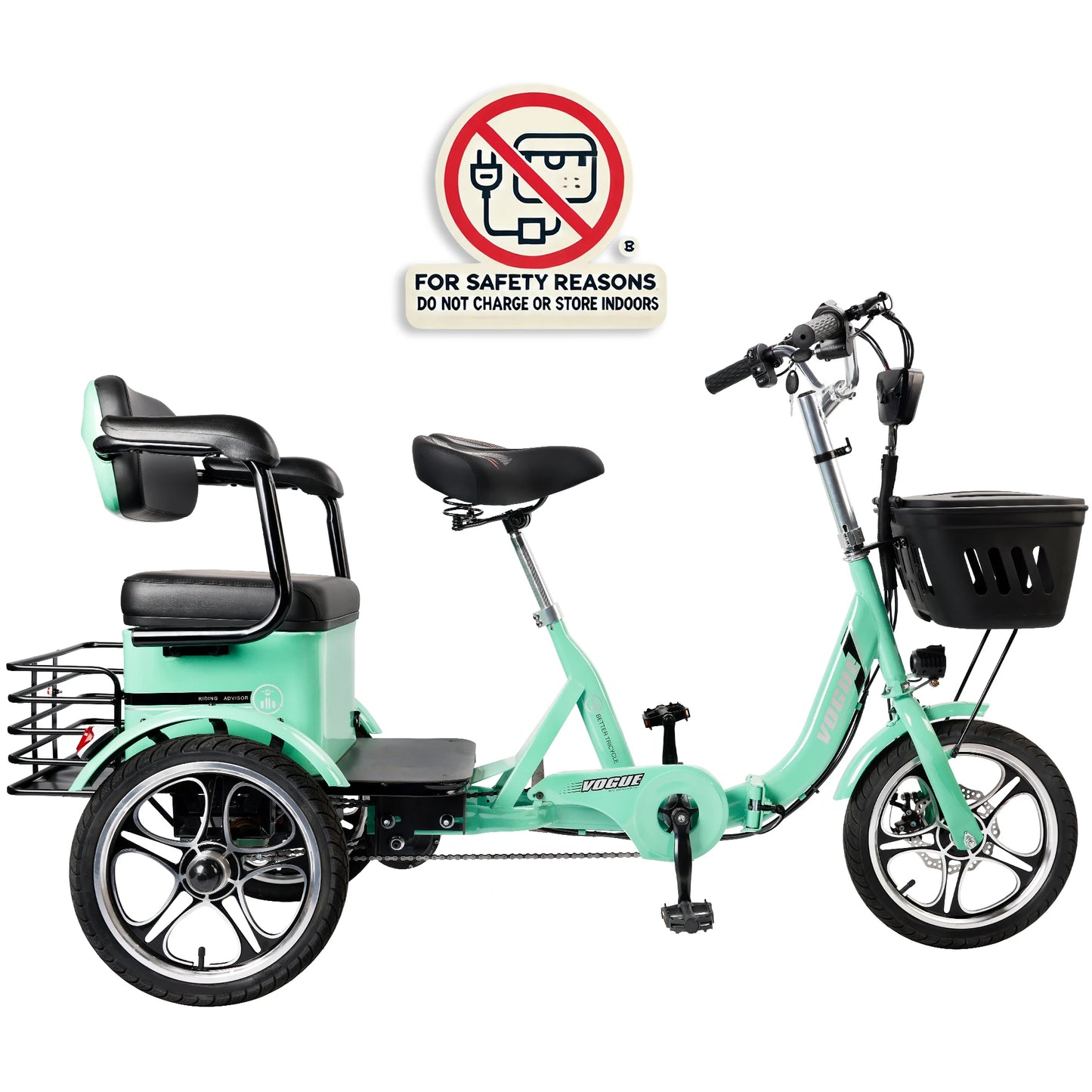 Artudatech 400W 48V 12A Elder Electric folding tricycle 3 wheel e-trike with Rear Seat