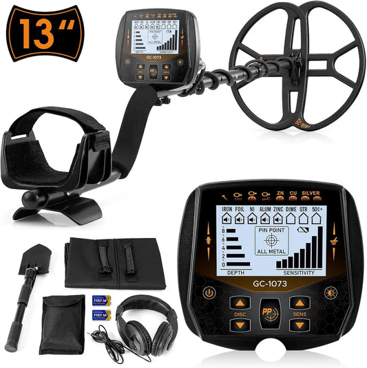 13" Metal Detect Adults Professional, Double-D Waterproof Coil Gold Finder/ Pinpoint, Sensitive disc