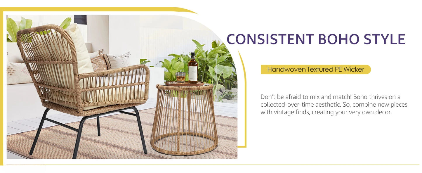 7-piece Bohemian Courtyard Furniture Sofa ,Including Egg Chairs, L-shaped Leisure Chairs, Cushions