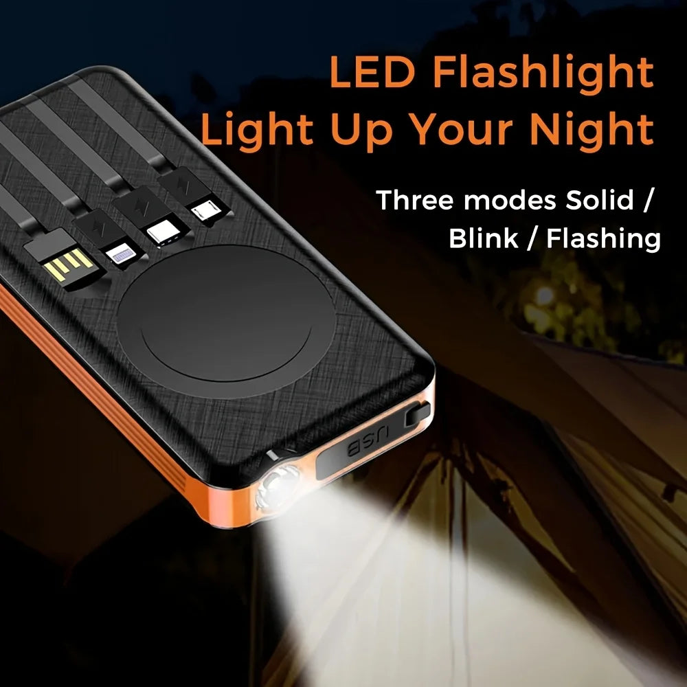 20000mAh power bank . Solar energy for phone,Equipped with a charging cable/lighting lamp/magnet