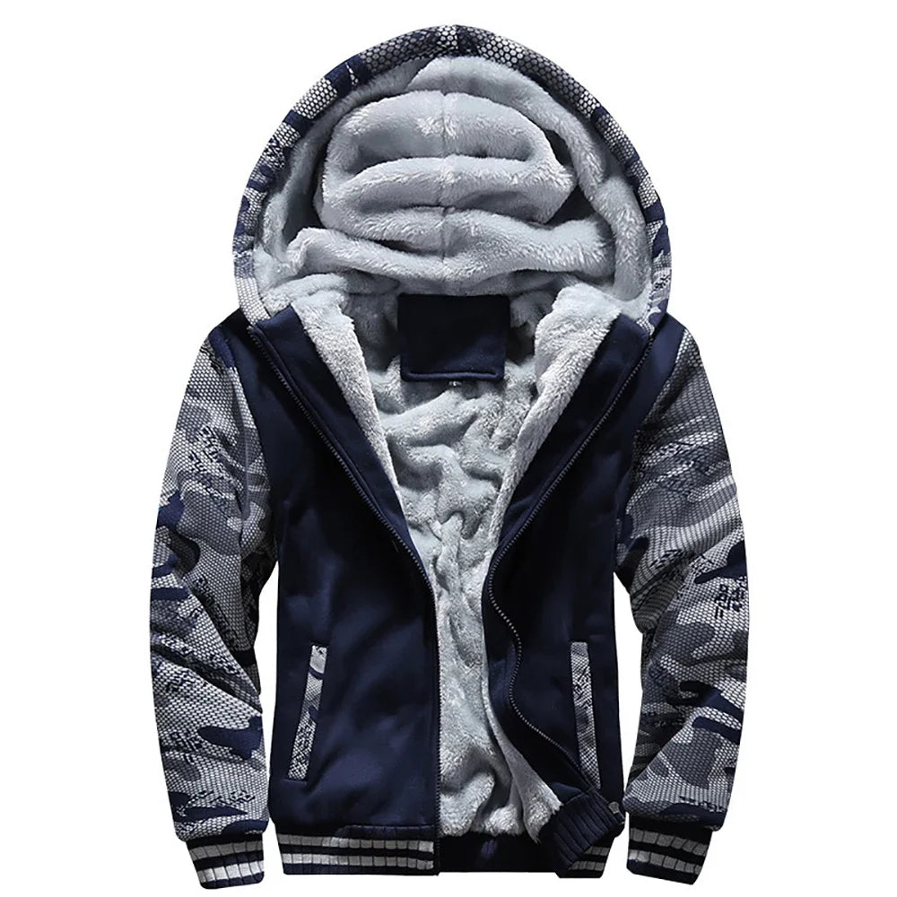Men's Jacket Camouflage Thicken Winter Jackets for Men Fleece Long Sleeve Coat Man Casual Hoodies
