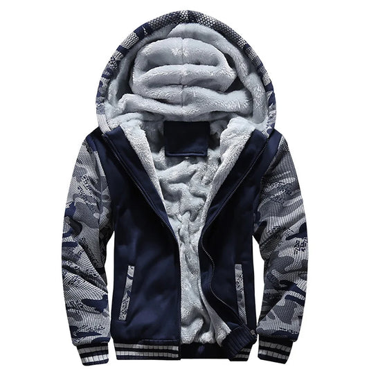 Men's Jacket Camouflage Thicken Winter Jackets for Men Fleece Long Sleeve Coat Man Casual Hoodies