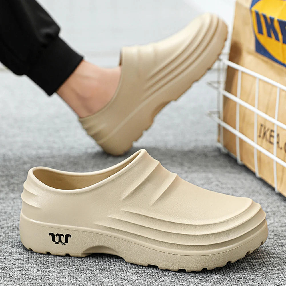 Summer Chef Shoes Thickened Work Loafers Non-slip Warm Lined Fishing Shoes Waterproof Unisex Garden