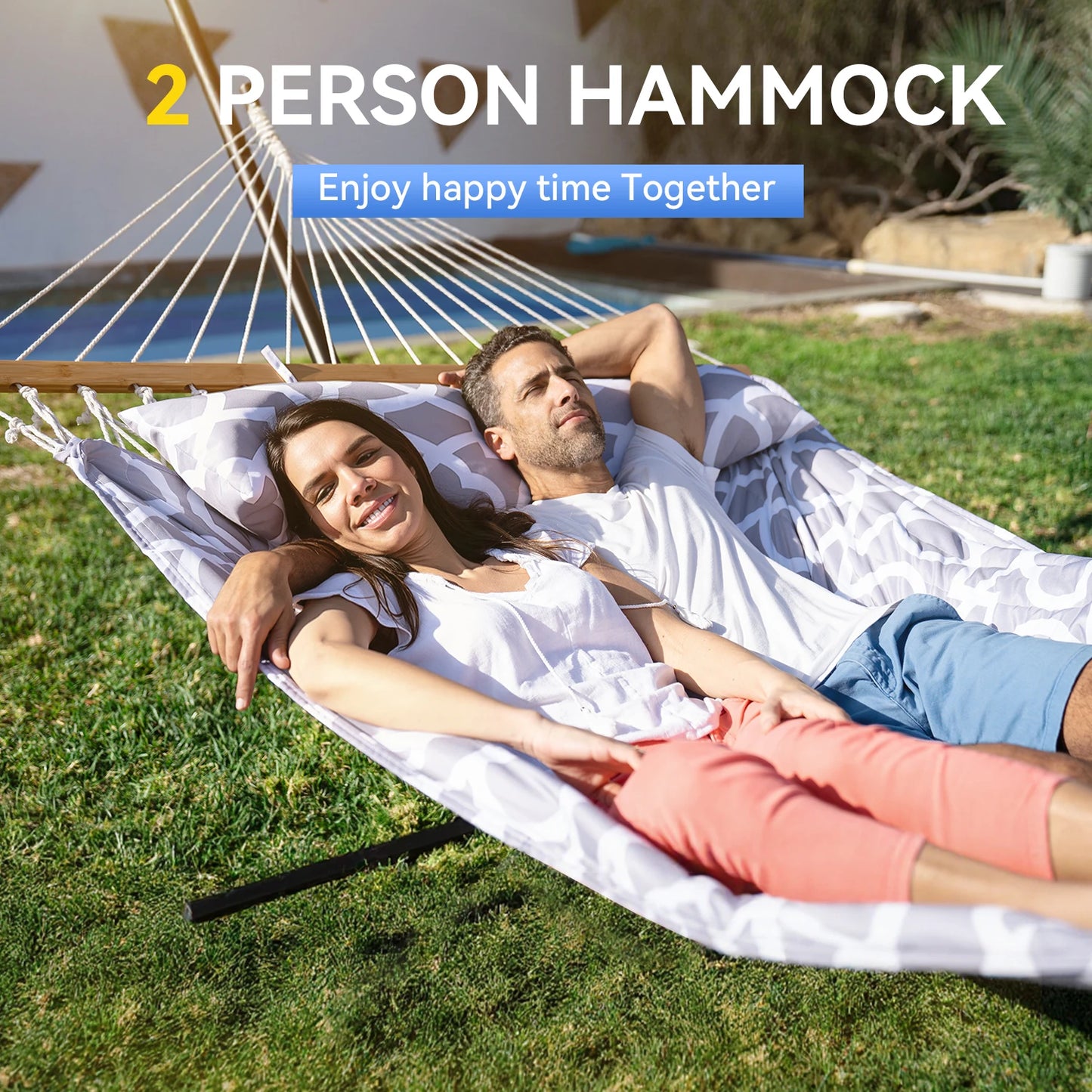 Heavy-Duty Outdoor Hammock,Steel Stand.Detachable for Versatile Use - Ideal for Courtyard,+++