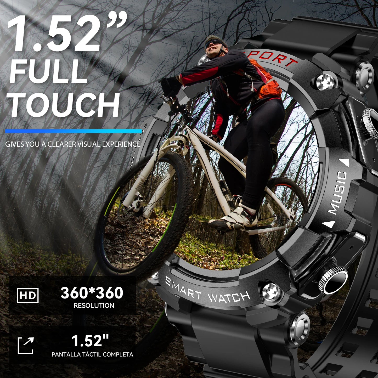 Smart Watch AMOLED Display In-Ear Bluetooth Headset Heart Rate Blood P, Oxygen Sat. Monitoring HD