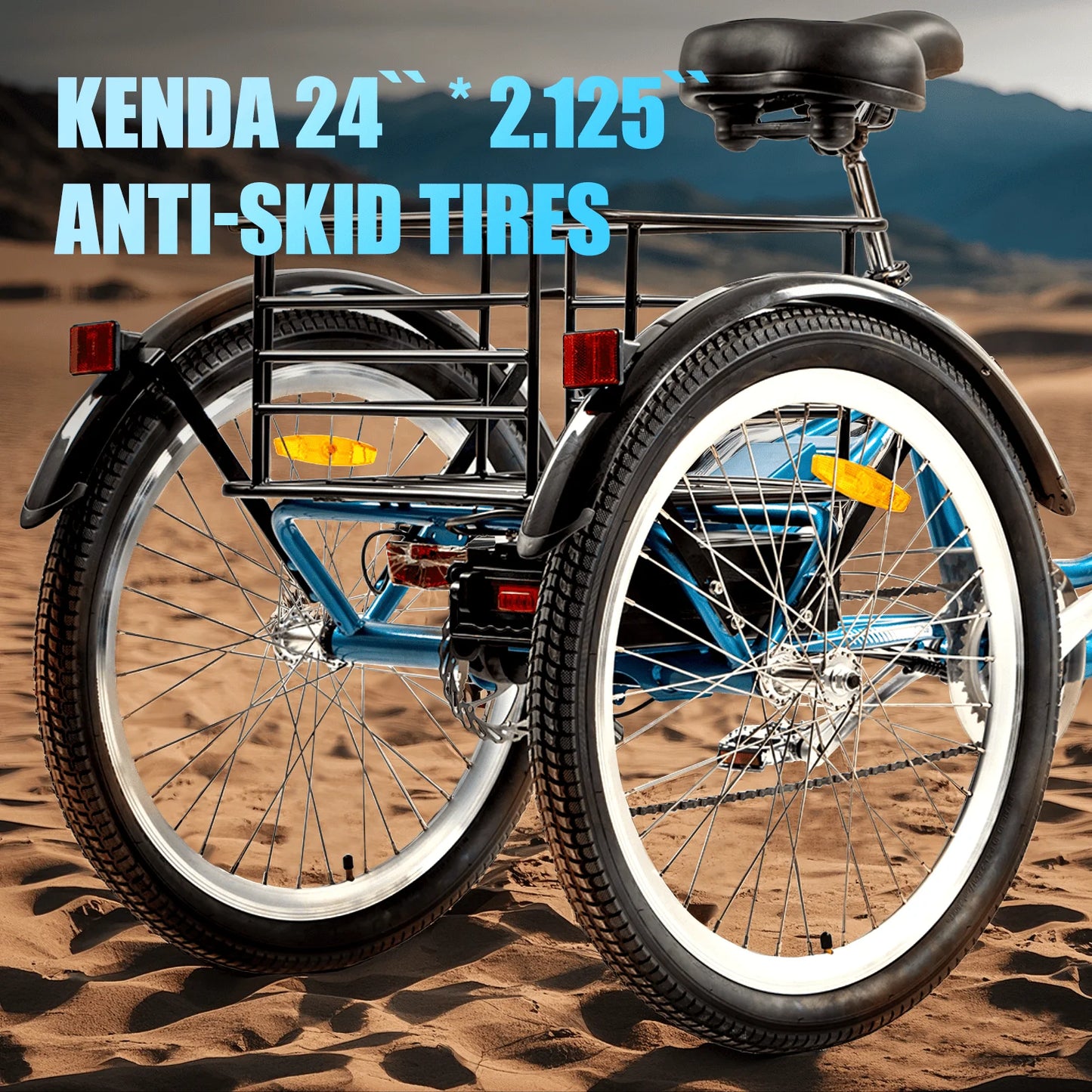 3 Wheel Electric Cargo Tricycle, Powerful Strong 750W Peak Motor 36V 24 Inch Tire Men or Women