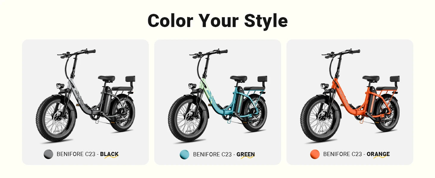 City E-Bike 750W Motor 48V15AH Battery, Seat Back + Footrest Electric Bike 26*3.0-inch Fat Tire