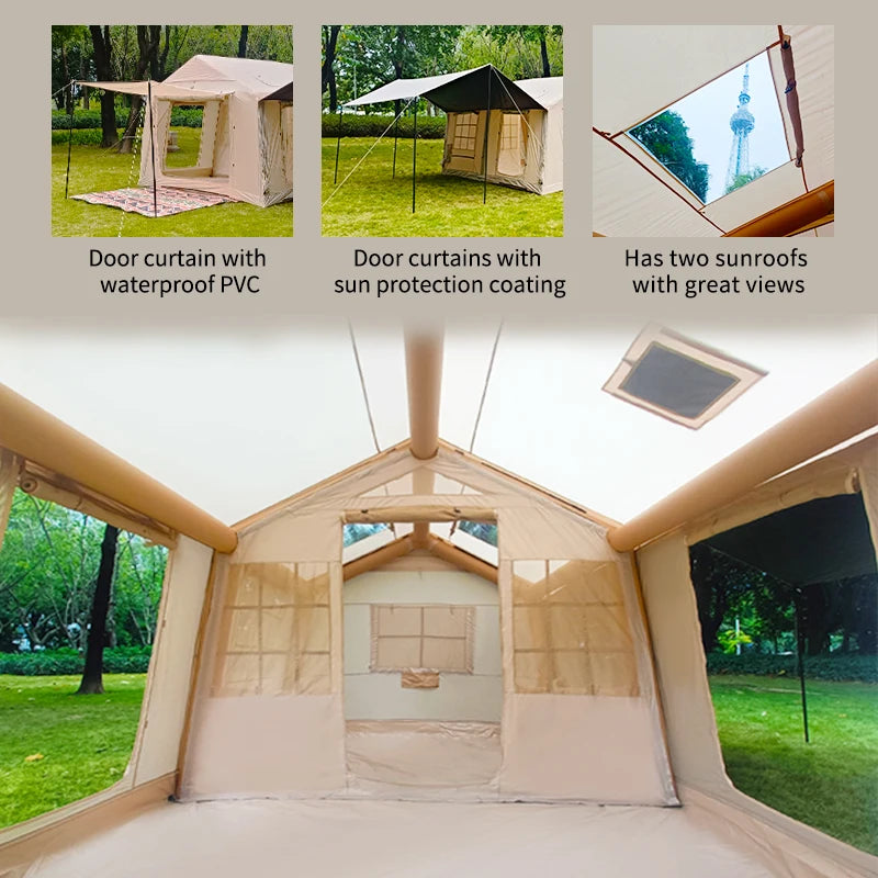 10-12 People Inflatable Tent for Camping ,Easy Setup pump,4 Season Tent