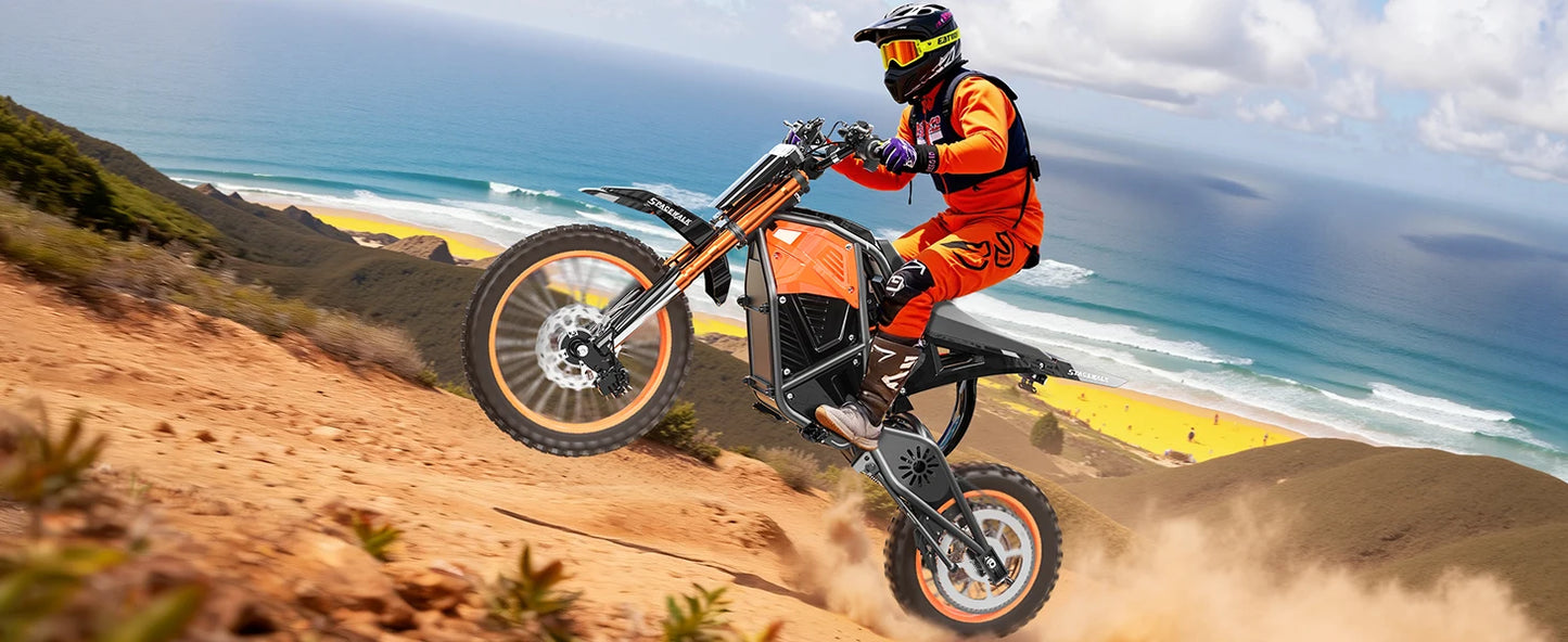 48V E-Dirt Bike, Adults, 3000W Peak Power,14"/12" Fat Tire, 37.5MPH 60 Miles Range