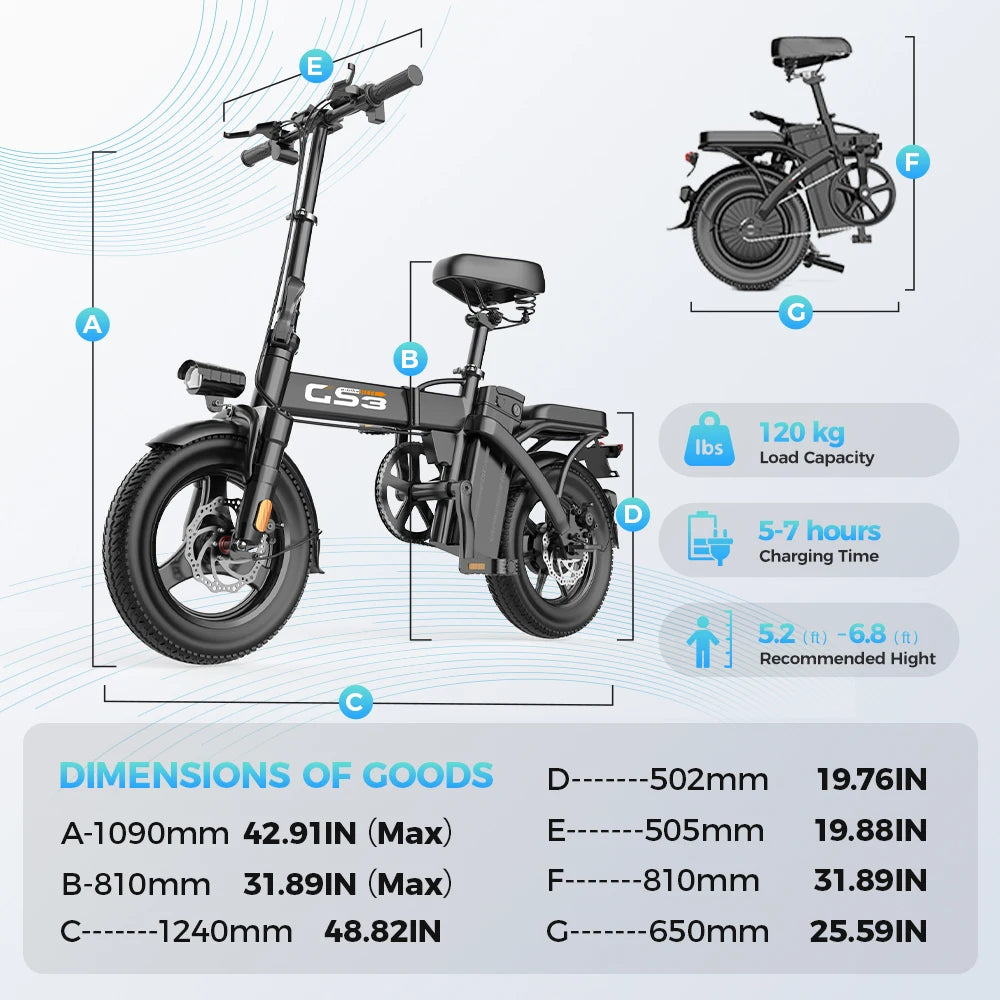 GS3 E-Bike 48V 15AH 500W Motor,20KM/H Max Speed Motorcycle Style E-bike