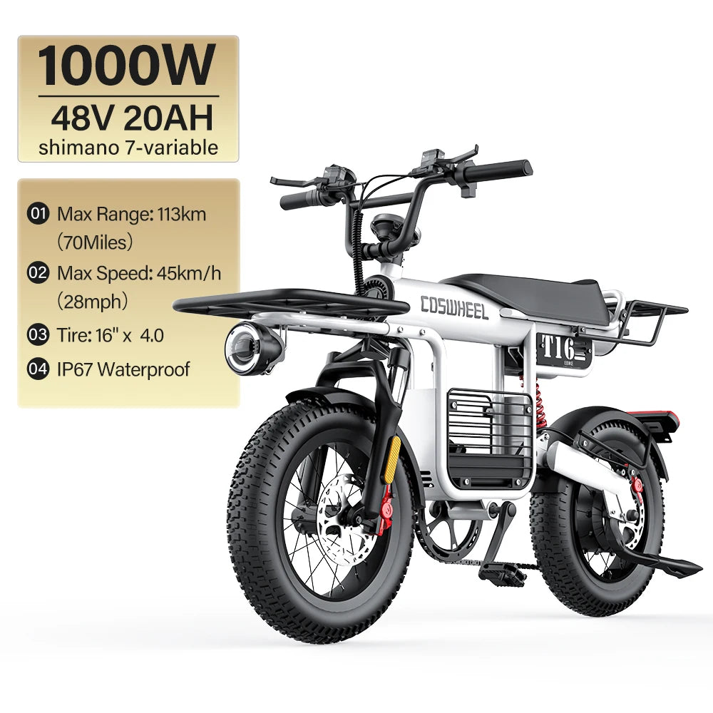 Electric Bike CT20S 2000W Motorcyle 20 Inch Fat Tire ,60V 27.5AH Bikes Adult