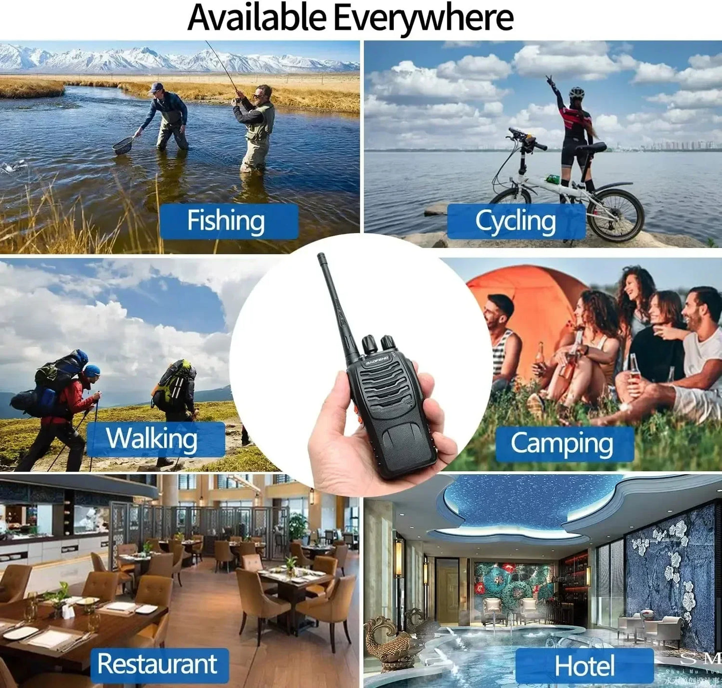 2Pcs BF 888S Walkie Talkie UHF 400 470MHz Long Range Two Way Ham Radios Transceiver, Hunting, travel