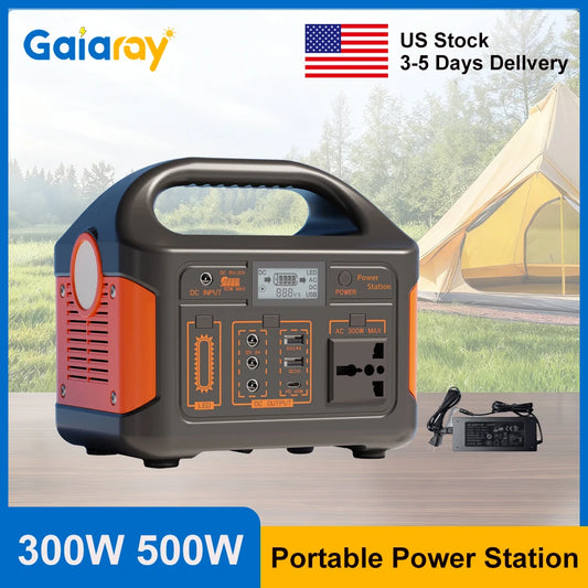 500W 300W Portable Power Station AC 110V Solar Generator LiFePO4 Battery UPS Emergency camp Home