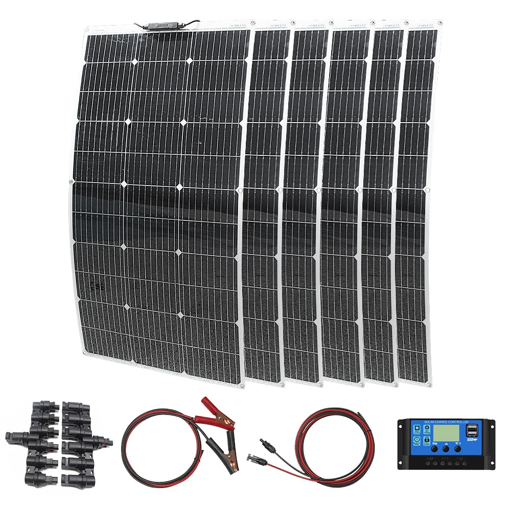 12V Flexible Solar Panel 600W 100W 200W 300W 400W 500W Bendable Waterproof Monocrystalline RV Boat