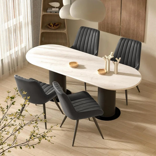 Modern Dining Chairs Set of 4, Comfy,Thick Cushions, Upholstered Fabric metal legs (no table)