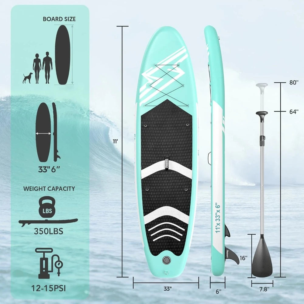 11' Prem Stand Up Paddle Board, Durable SUP Accessories/Carry Bag,Wide Stance, Non-Slip