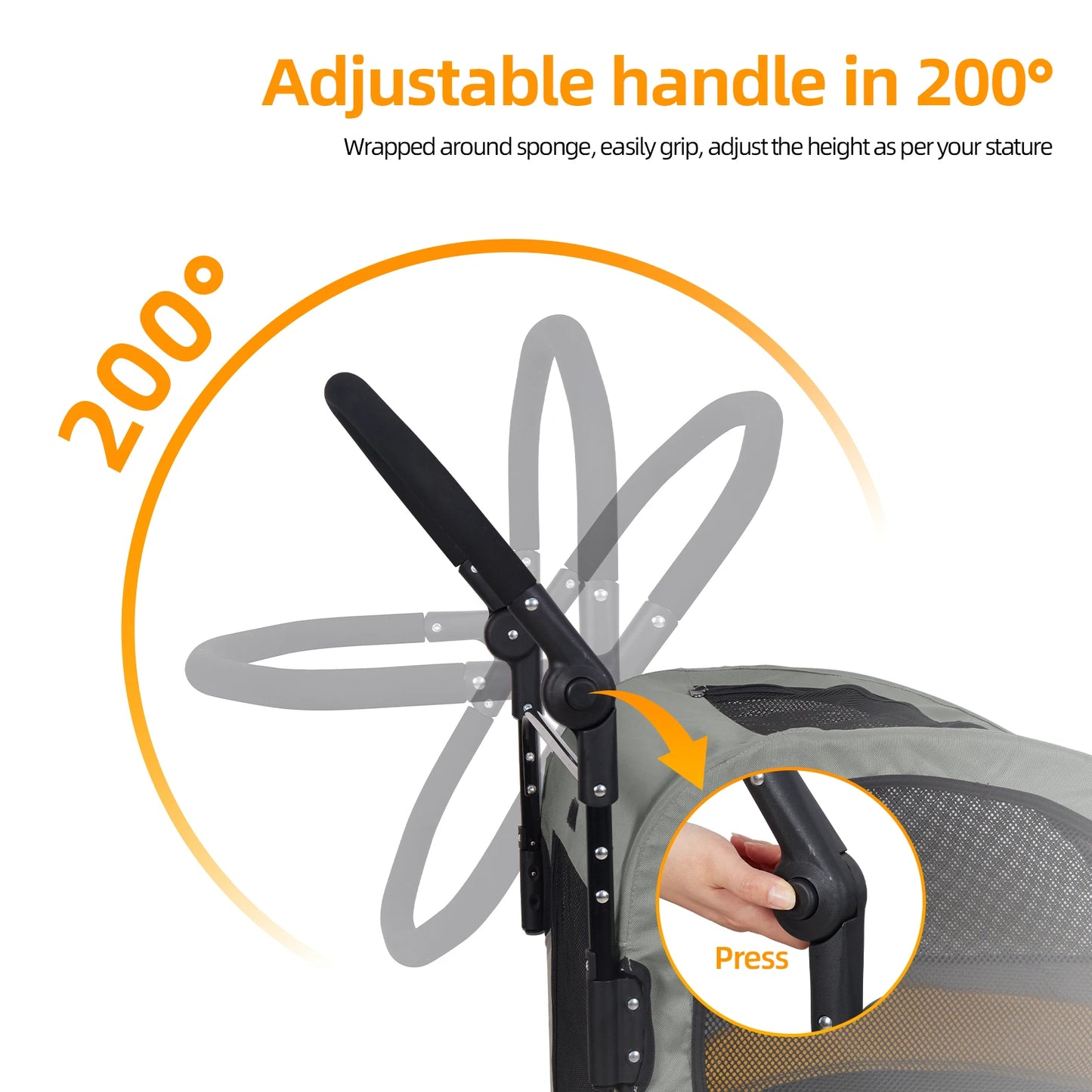 Dog Stroller Ultra-large 4 Wheels Foldable Cart Travel Trolley Outdoor Animal Carrier Load To 55kg
