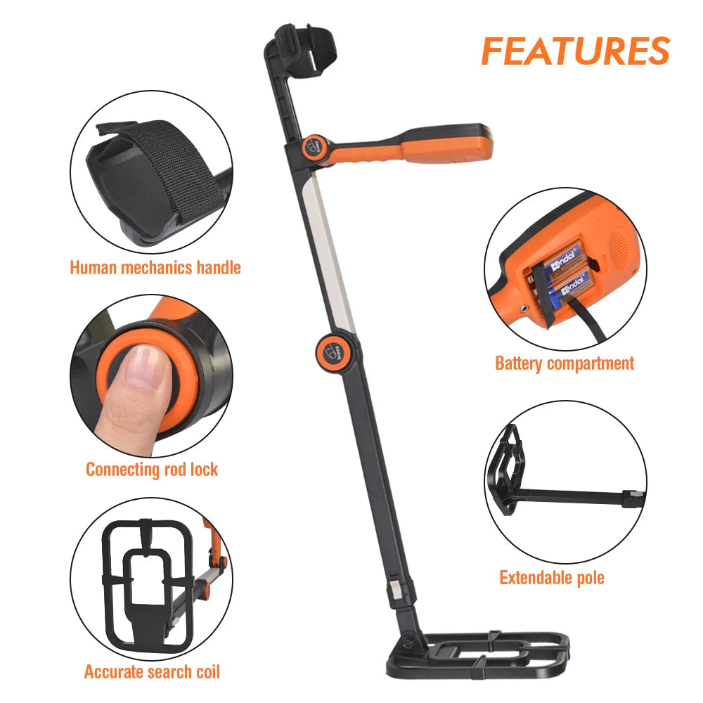 TX-630 Foldable Metal Detector Professional Wtrproof, Adjust, Fold Metal Detectors Accuracy Light
