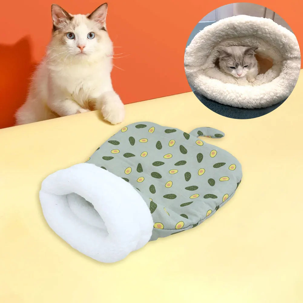 Cute Cartoon Cat Sleeping Bag Soft Plush Bed Funny TunnelNest WarmPuppy and Kitten