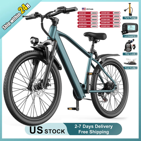 GREAT PRICE Electric Mountain Bike Adult 540W Peak Motor 36V Lithium Battery Long Range 26 Inch