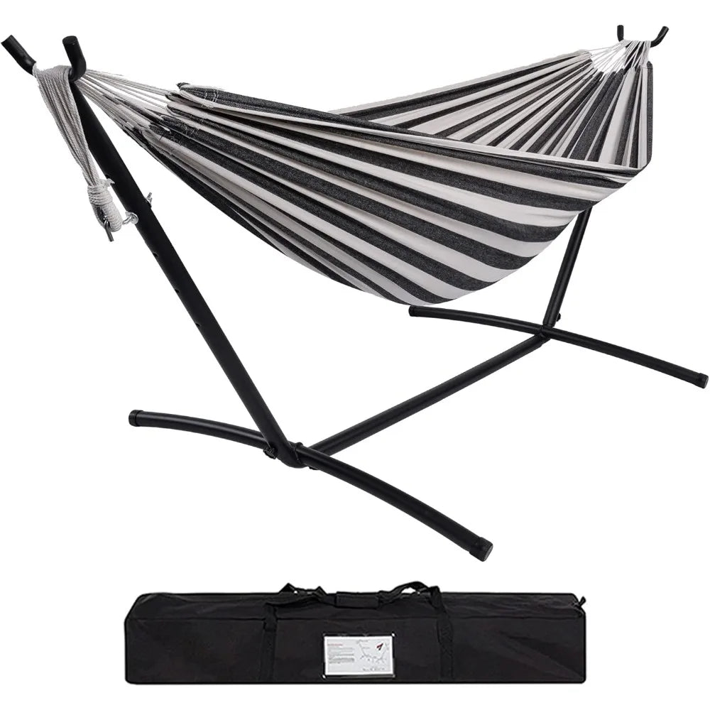 Hammock, Space Saving  steel Stand, Outside, Heavy Duty- 450 lb Capacity,Double Hammock
