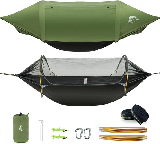 Camping Hammock Tent, Mosquito Net,RainFly, 3 in 1 Waterproof Lightweight Portable Sleeping Hammock