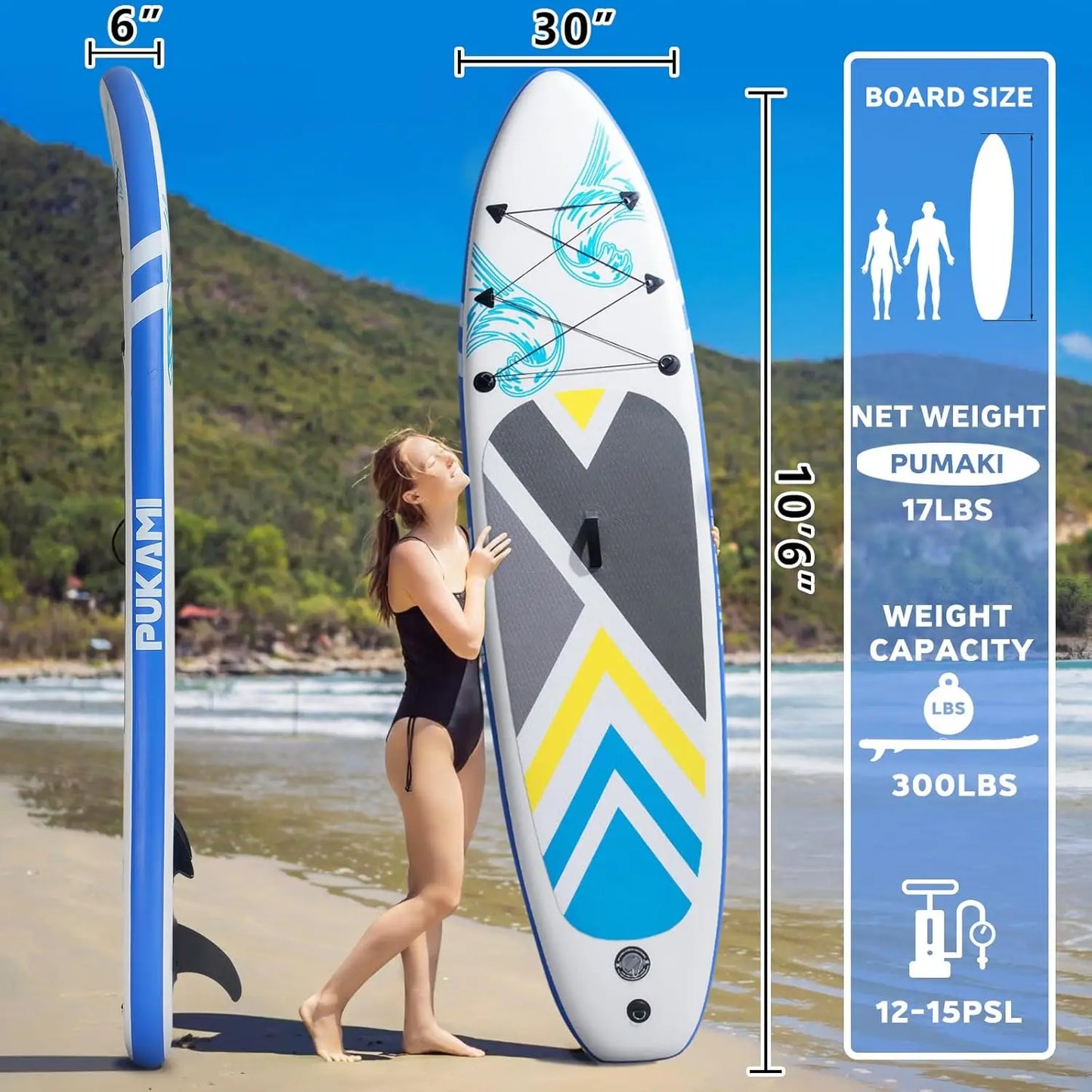Inflatable Stand Up-Paddle Board,Adults,10.6'   Premium SUP Accessories & Carry Bag,Paddle,Pump