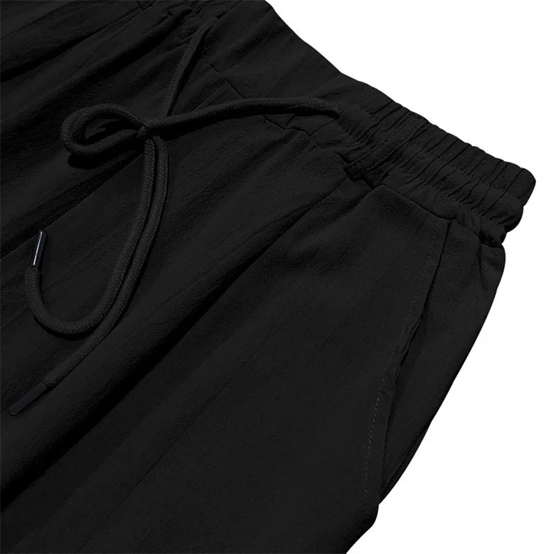 Men s Lightweight Drawstring Linen Pants-Pockets ComfortableTrousers for Summer Beach Wear