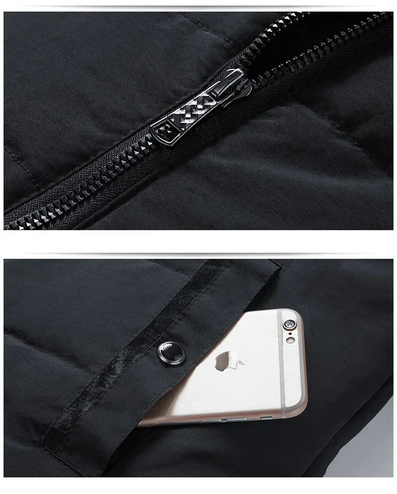 Puffer Jacket Men's Plush Thickened Parkas Stand Collar Jacket Warm Zipper, Padded Overcoat for Men