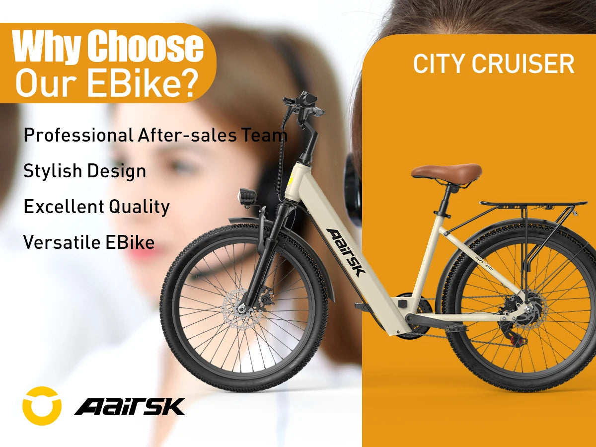 SU7 Adult E-bike 36V 15Ah Battery, 400W E-bike 24 Inch Tire Women's Electric bicycle