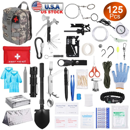 125 In 1 Emergency Kit Trauma Bag,Survival Kit First Aid Kit SOS Wilderness Emergency Kit