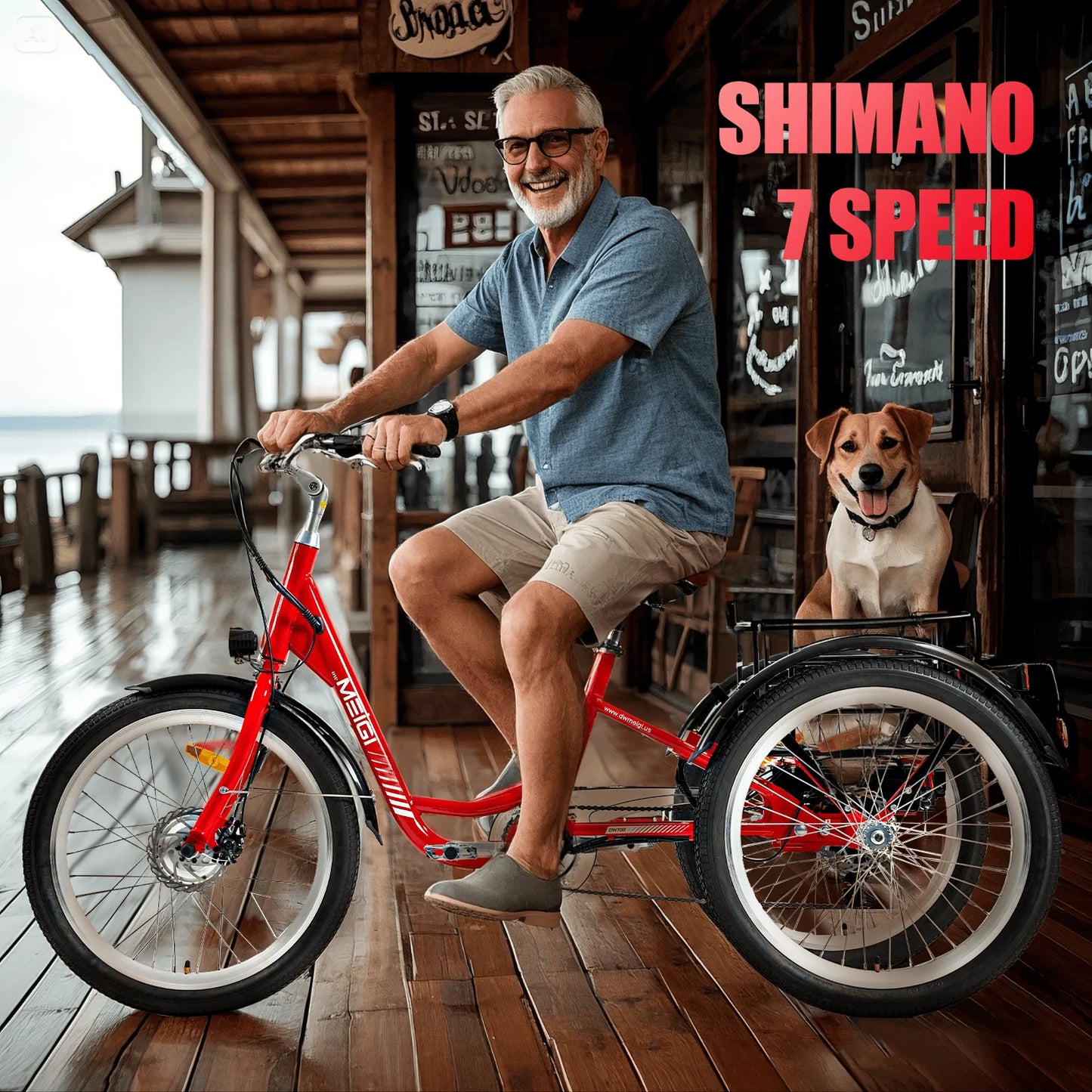 3 Wheel Electric Cargo Tricycle, Powerful Strong 750W Peak Motor 36V 24 Inch Tire Men or Women