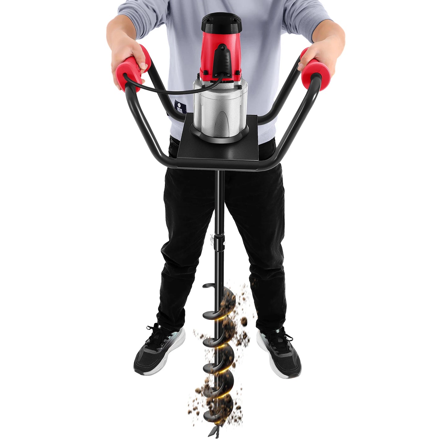 1.6HP Post Hole Digger – Powerful Soil Drill with Auger & Extension Rod for Fences, Trees, Shrubs