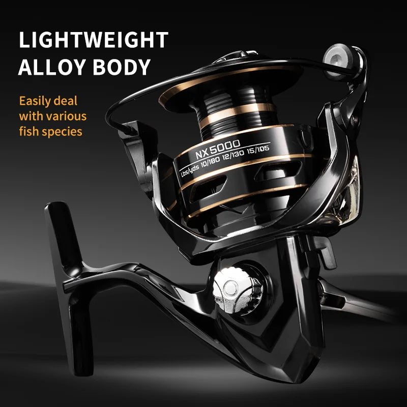 NX Spinning Reel Metal Reel Cup 10KG Max Drag Power Spinning Wheel High Speed Adapt Any Water Body