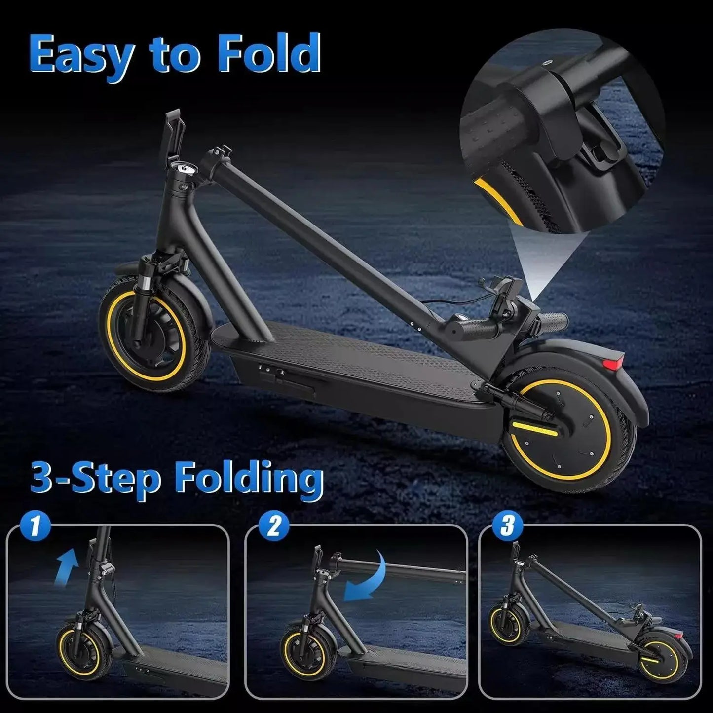 LPMAX 10" tires Folding E-Scooter 22MPH Max Speed 500W 14.5AH 28Miles Long Range Dual Shock Absorber