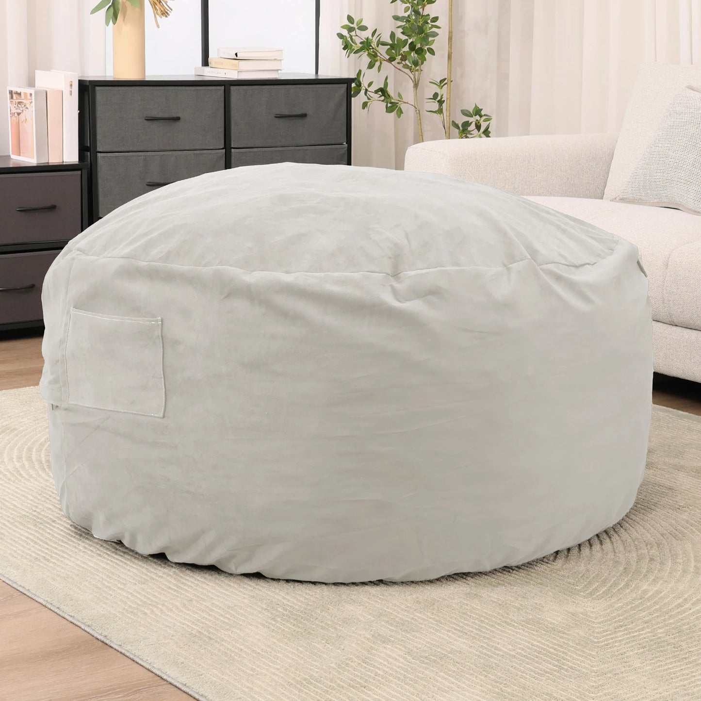 Oversized 3/4FT Bean Bag Chair, Reading Foam Filled Couch,Removable Cover inside Furniture