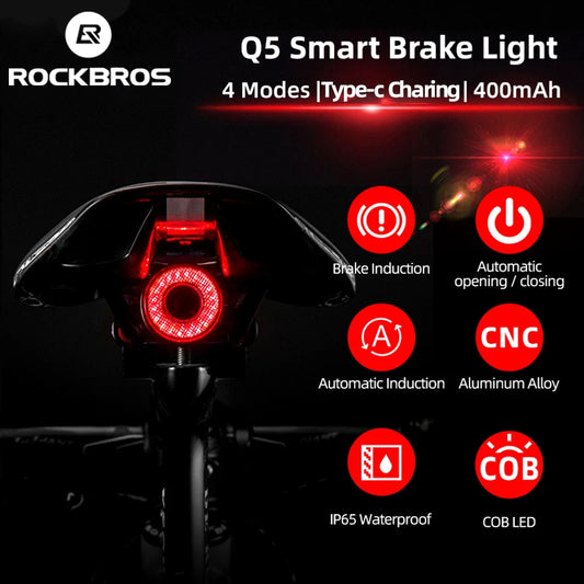 Bicycle Smart Auto Brake Sensing Light IPx6 Waterproof LED Charging Cycling Taillight