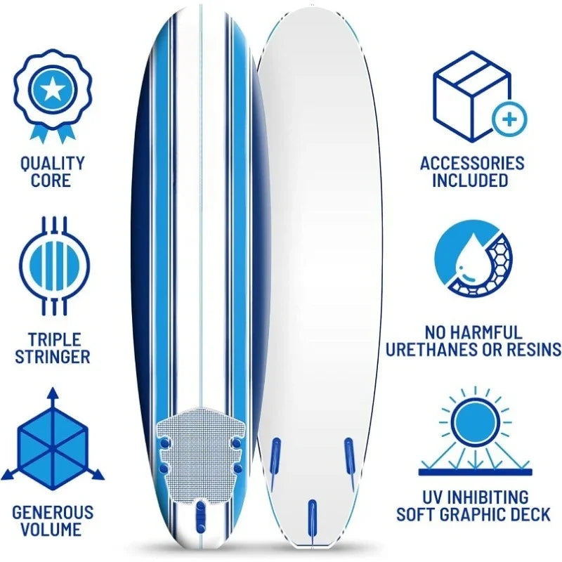 Best seller  Beginners,All Surfing Levels Set Includes Leash Classic Soft Top Foam 7ft Surfboard