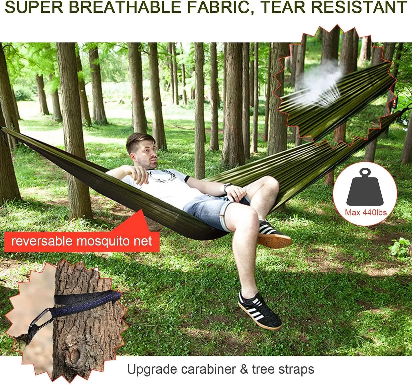 Camping Hammock,Rain Shelter Portable Single Double Person Tent GreenBeach Sunshade Canopy