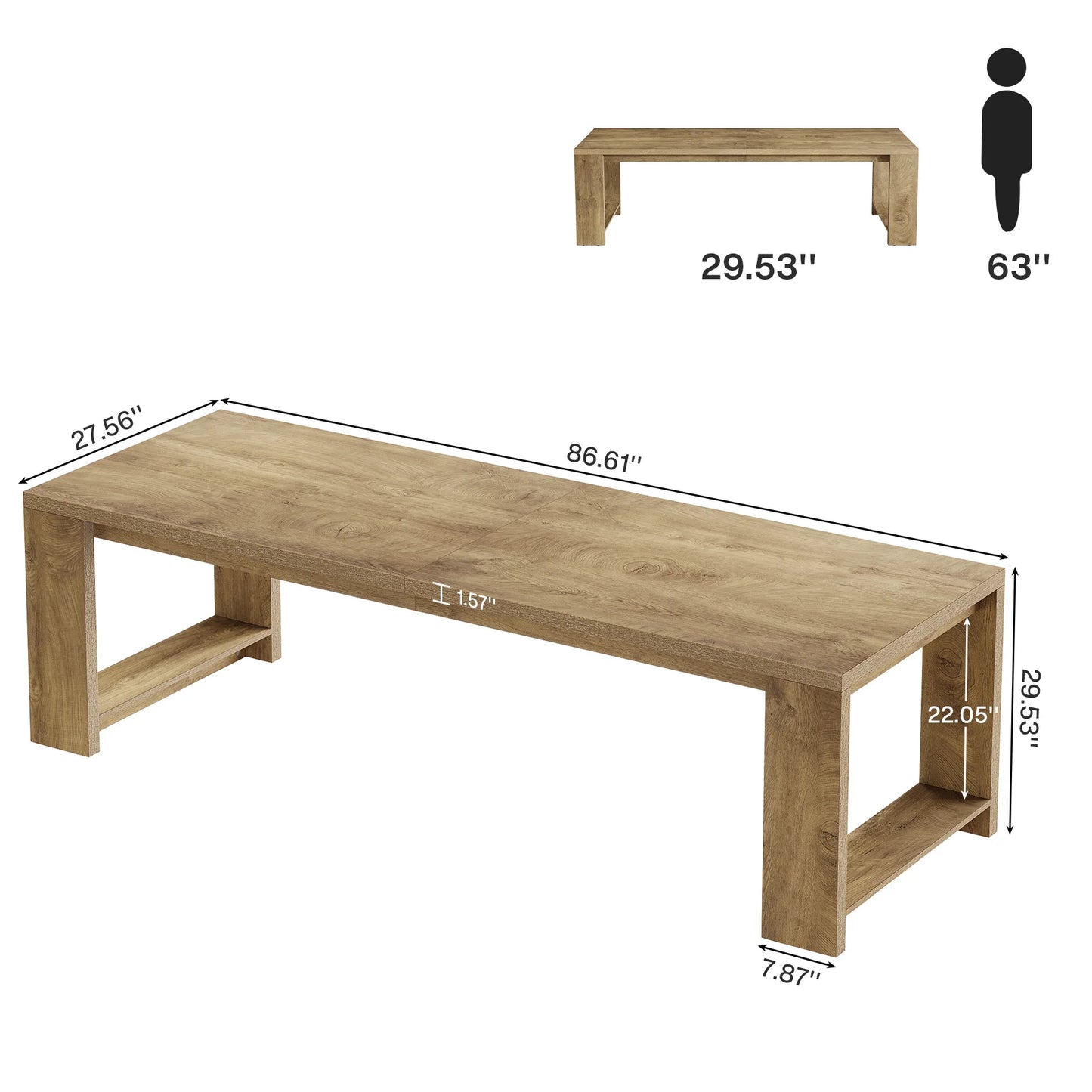 Tribesigns 86.61-Inch Dining Table for 6-8 People, Modern Long Kitchen Table,Pedestal Base, indoor