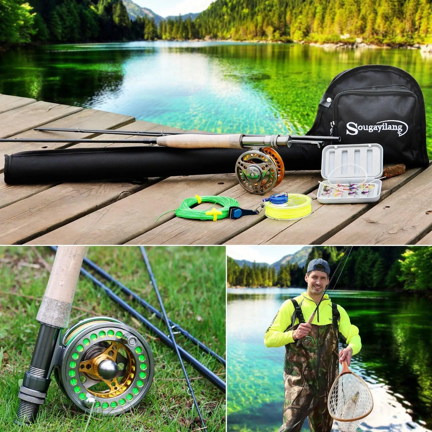 Lightweight Fly Fishing Rod Reel Combo, CNC Aluminum Alloy Reel, Complete Starter Package, Anglers