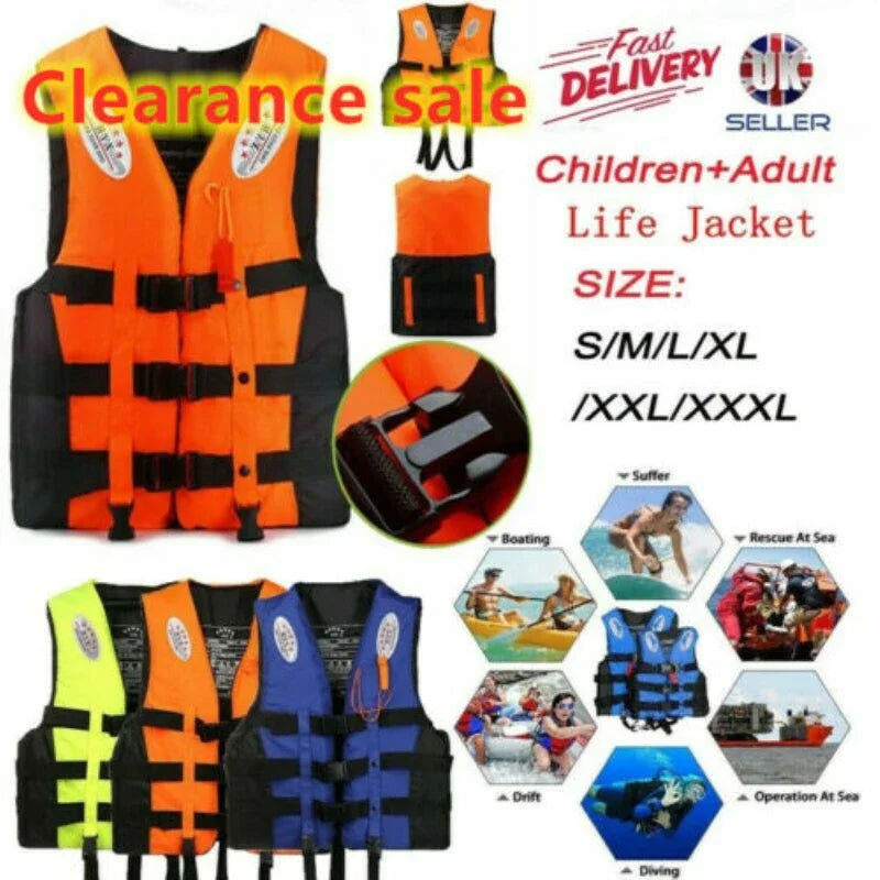 Adult Children Life Jacket High Quality Safety Vest Polyester Swimming Boating Surfing Sailing