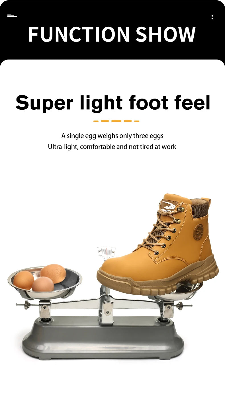 High-top PU anti-smash anti-puncture breathable safety shoes