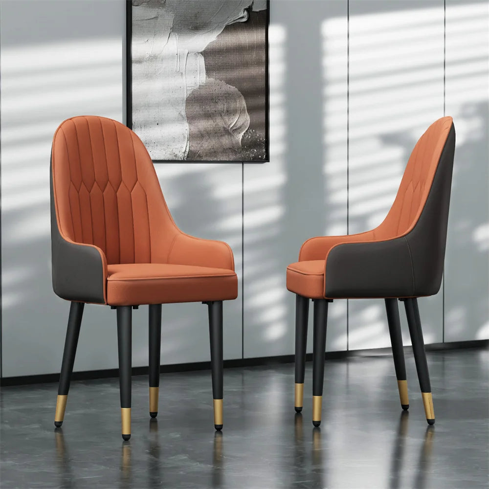 Leather Dining Chairs, Arms Modern Kitchen Dining Room Chairs, Metal legs,kitchen, apts