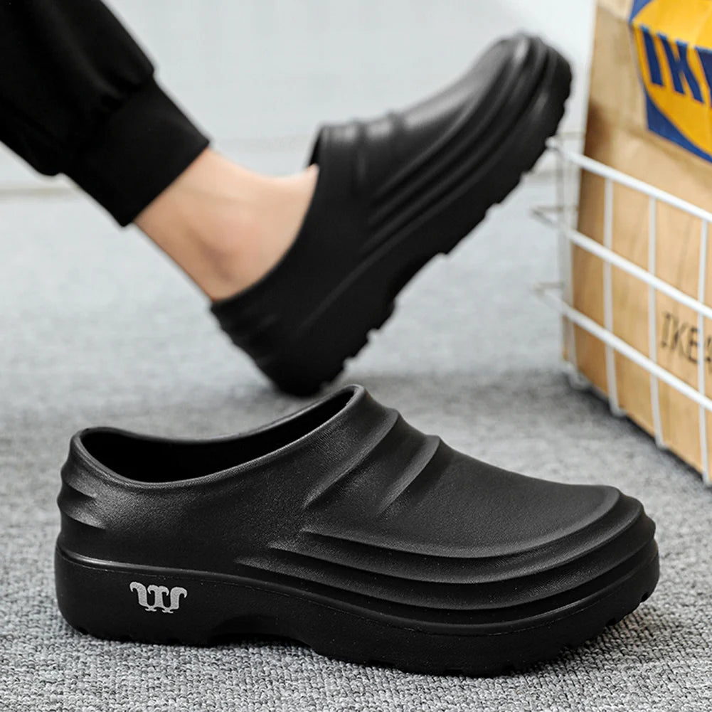 Summer Chef Shoes Thickened Work Loafers Non-slip Warm Lined Fishing Shoes Waterproof Unisex Garden