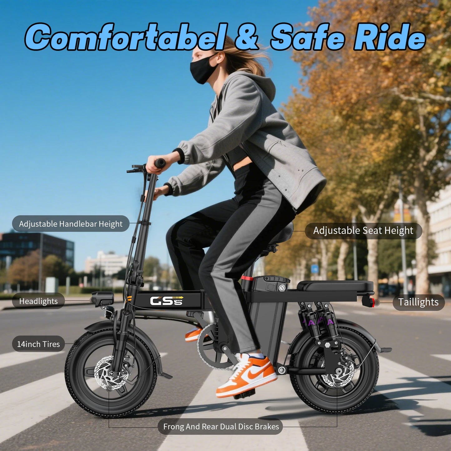 E-Bike for Adults Teen-Folding,750W Peak Motor,20+MPH 35 Miles,Commuter 48V 15AH Removable Battery