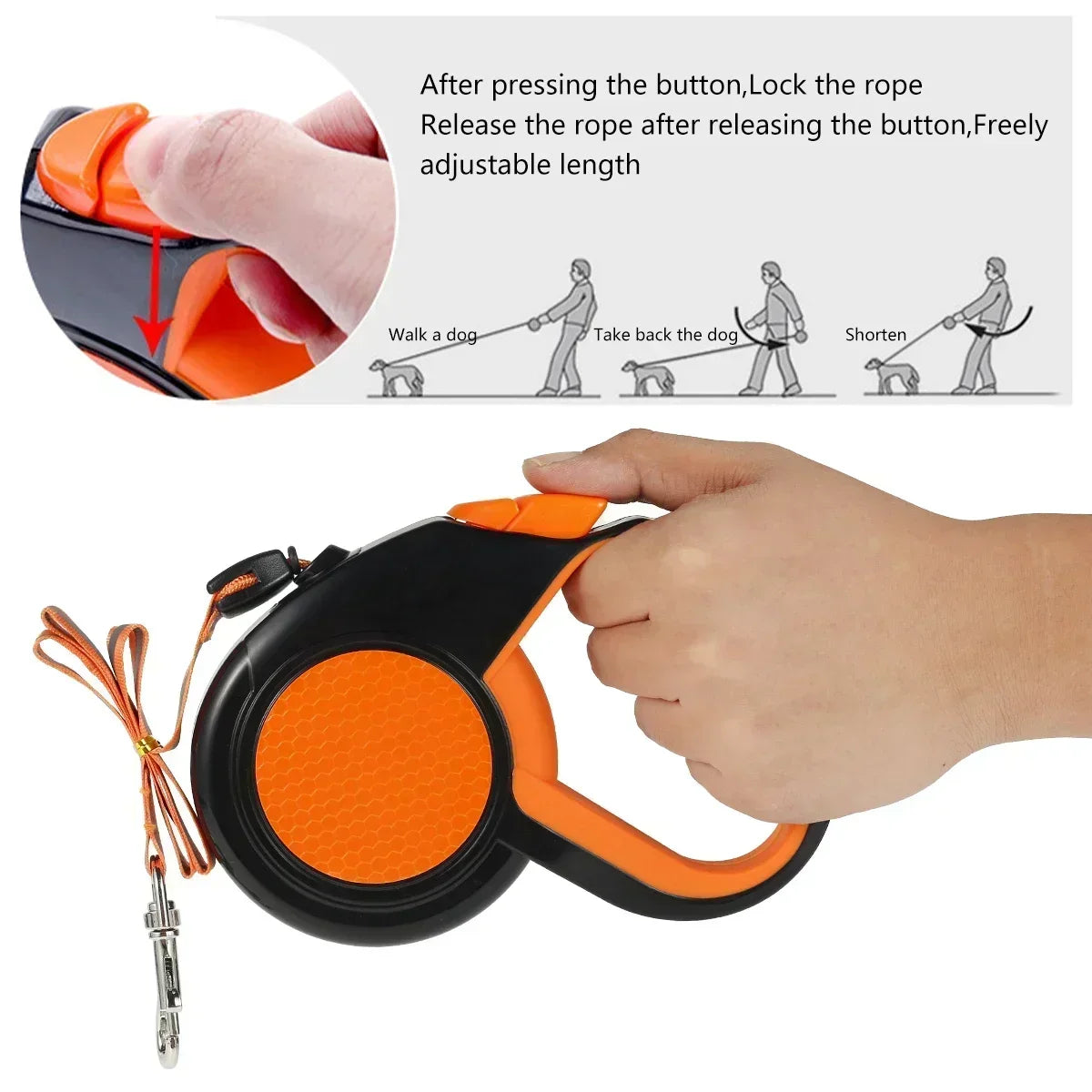 8M Retractable Dog Lead Heavy Duty leash with Reflective Tape Non-Slip Handle for Small Medium Large